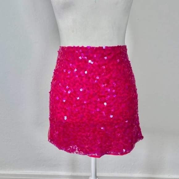 Y2k Charlotte Russe Hot Pink Sequined Skirt - Picture 6 of 6